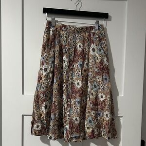 New Floral Print Women's Midi Skirt with Pockets 🌸 Multiple Sizes!